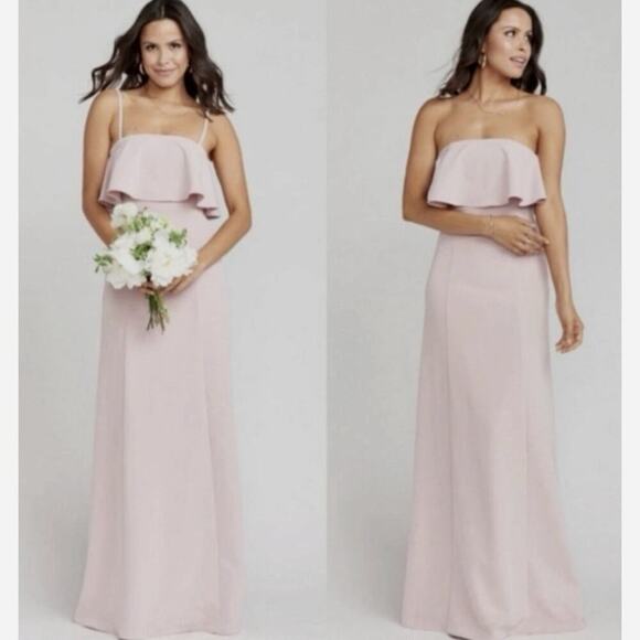 NWT Show Me Your Mumu Small Gray Monaco Ruffle Strapless Maxi Bridesmaid Dress - Picture 2 of 16